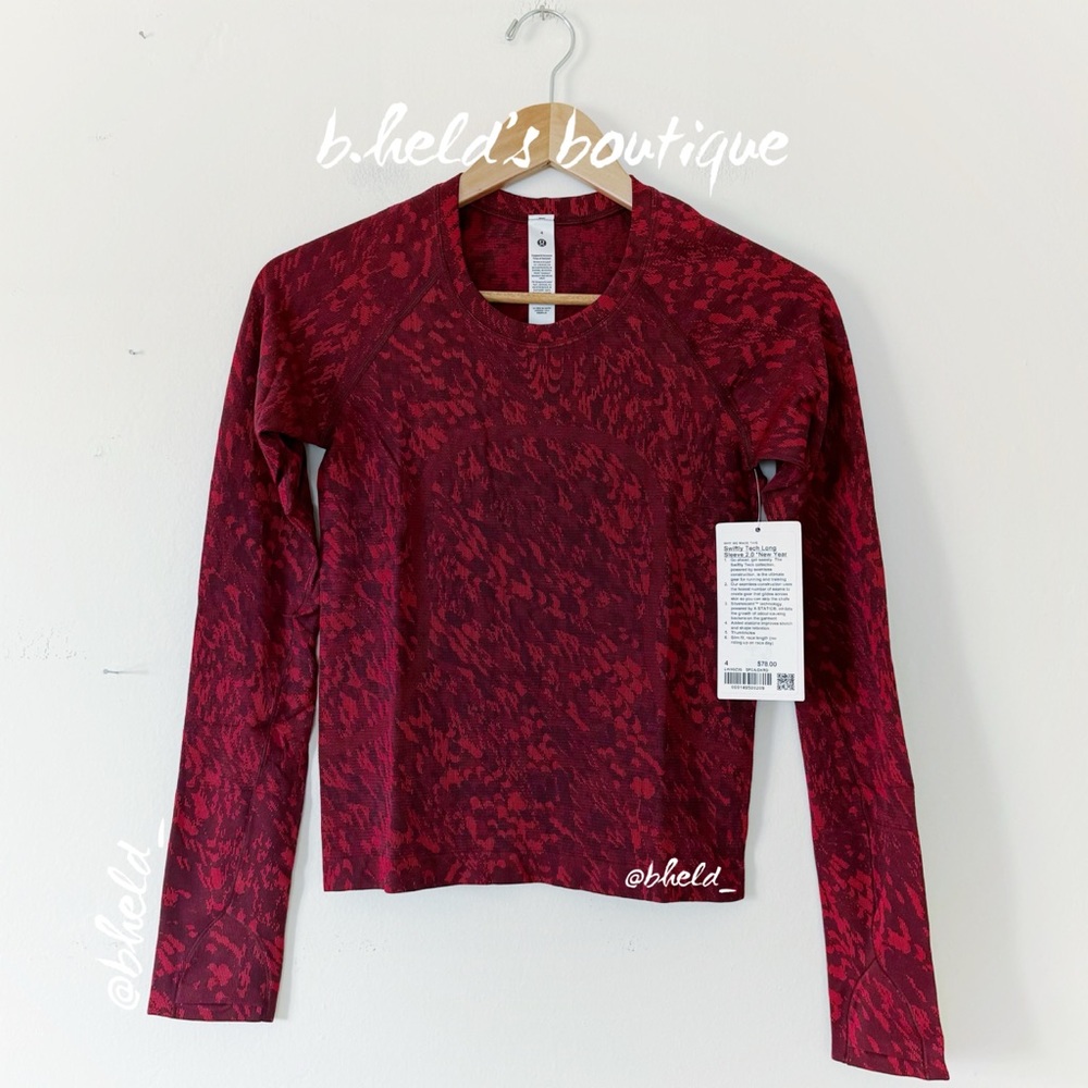 lululemon Lunar New Year Swiftly Tech LS Shirt 2.0 Surface Shift Cassis Sz 4 NWT